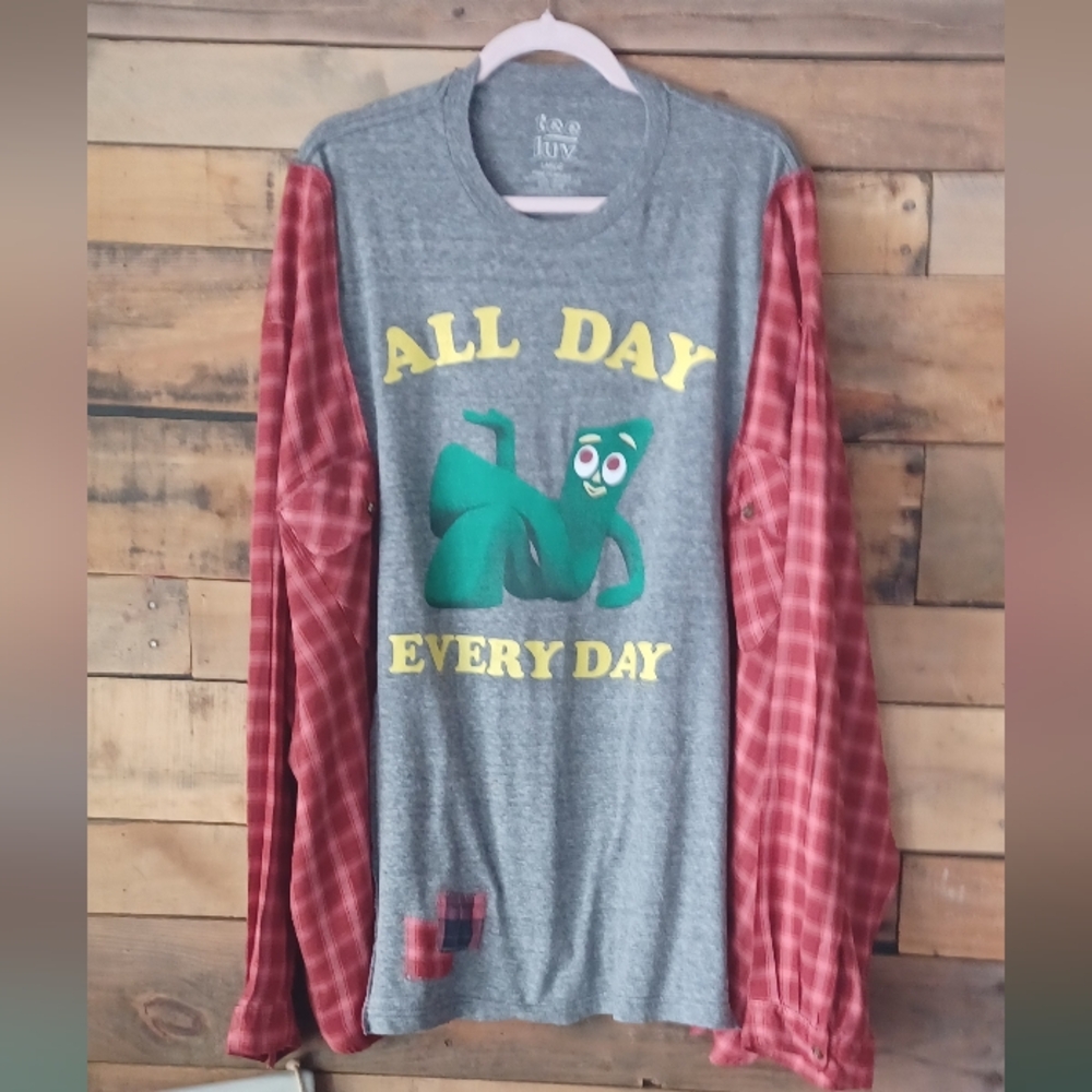 Upcycled Gumby 'All Day Every Day' Graphic T-shirt